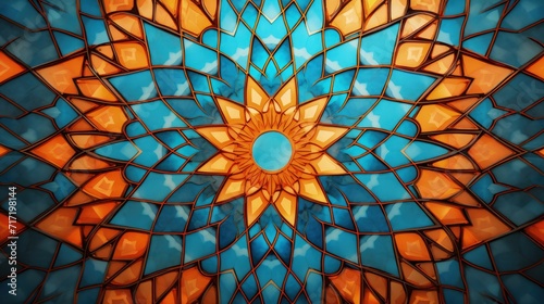 Luminescent Kaleidoscope  A Captivating Close-Up of a Stained Glass Masterpiece