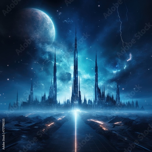 Lumina, The Mesmerizing Metropolis That Awakens Under a Celestial Midnight Sky photo