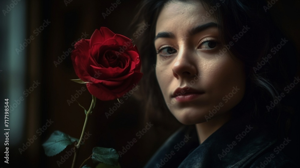 portrait of a woman with a rose