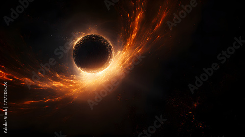 Sunlight being pulled around the event horizon of a black hole