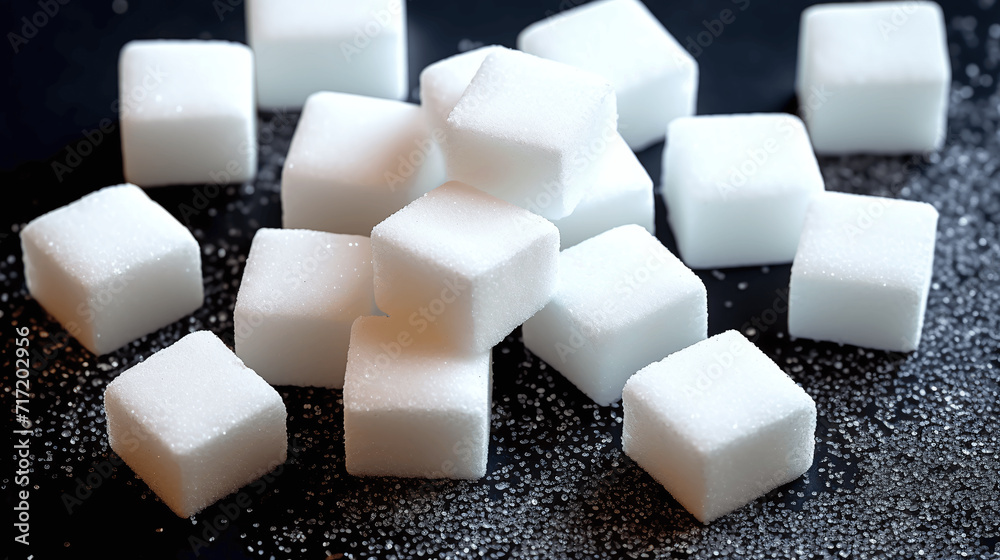sugar against black background sugar against black background