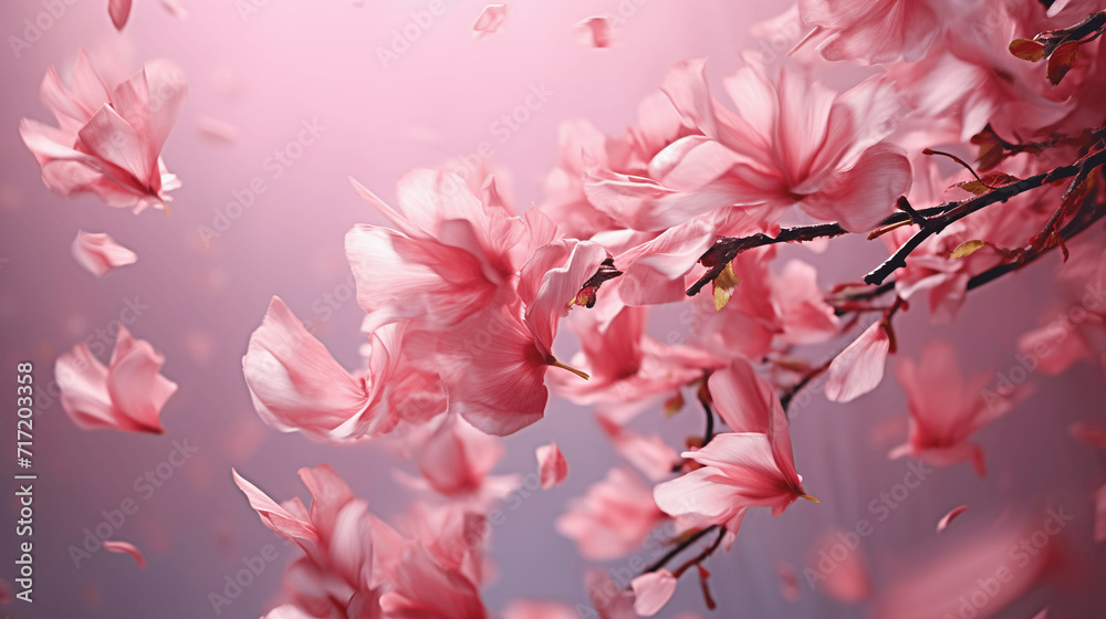 Petals swirl in the air due to wind Petals swirl in the air due to wind