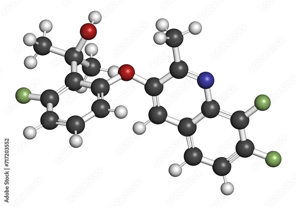 Ipflufenoquin fungicide molecule. 3D rendering.