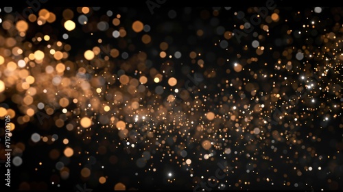 A sparkling black and gold  bokeh overlay creates a magical and dreamy effect with glittering light particles and a vibrant glow. background,  textured banner photo