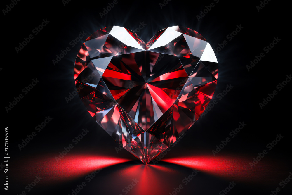 Heart Shaped Red Diamond on Black Background
