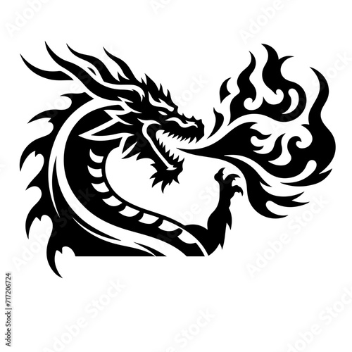 Fire breathing Dragon Vector Logo Art © DesignUp