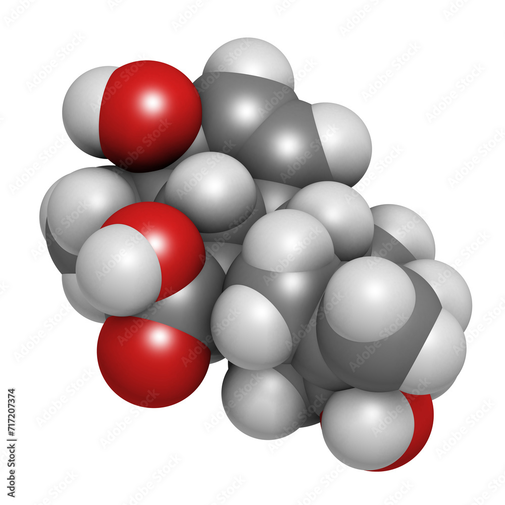 Gibberellic acid (gibberellin A3, GA3) plant hormone molecule. 3D rendering. Gibberellic acid (gibberellin A3, GA3) plant hormone molecule. 3D rendering.
