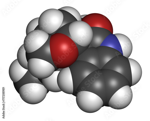 Gelsemine alkaloid molecule. 3D rendering. photo