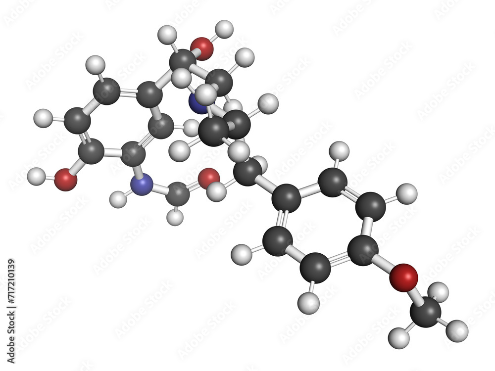 Formoterol drug molecule. 3D rendering. Formoterol drug molecule. 3D rendering.
