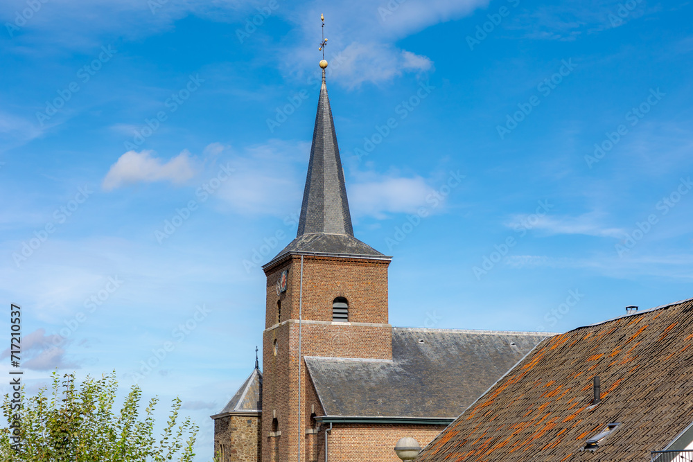 The church tower of Sint Paulus Bekering (Sint-Paulusbekeringkerk) in small town village in southern of Holland, Epen is a village in the southern part of the Dutch province of Limburg, Netherlands.