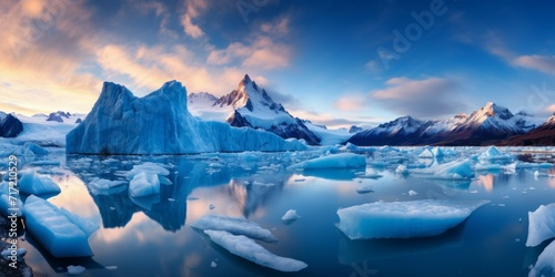 Majestic Drifters: Nature's Massive Icebergs in the Arctic photo