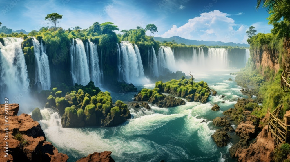 Fototapeta premium Waterfall Wonder: Nature's Cascade of Beauty