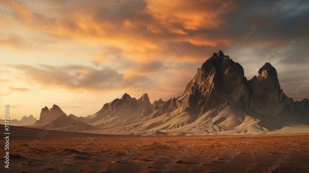 Naklejka premium Desert Rocks: Solitude Amidst Endless Sands