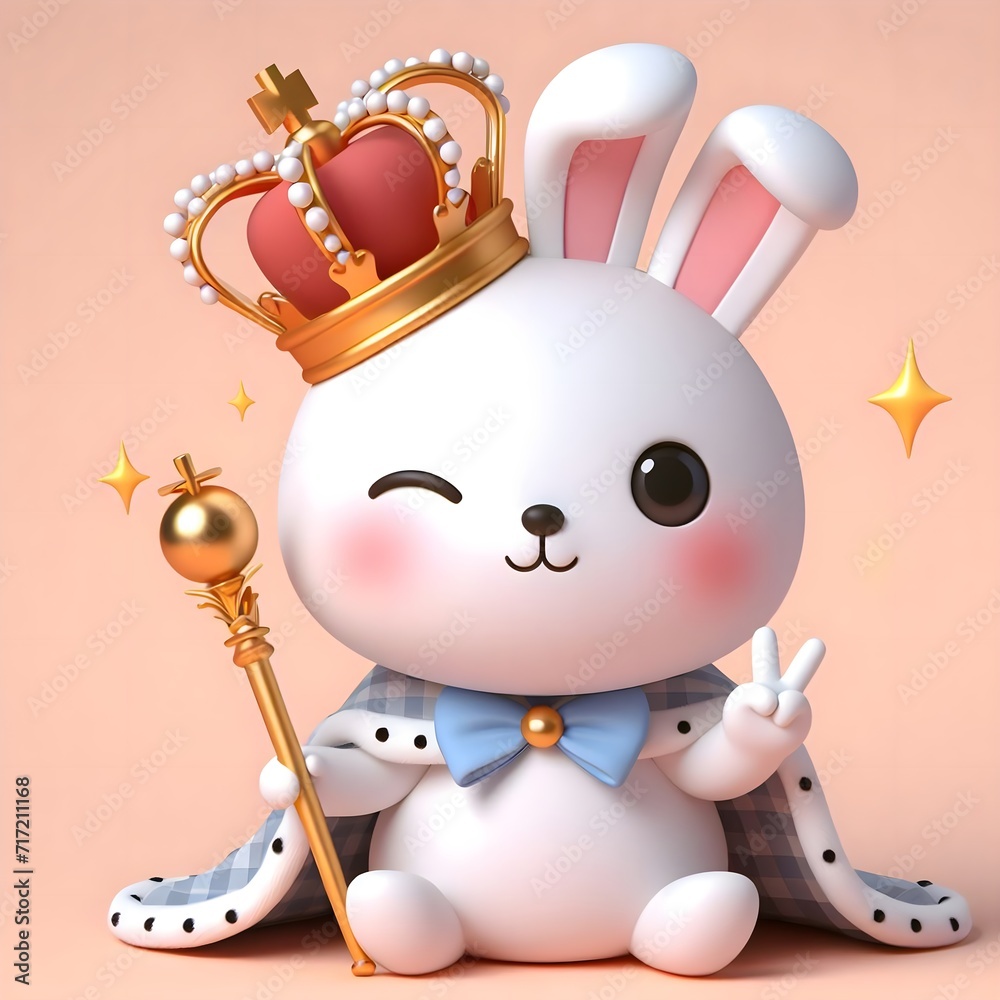 Conejo rey en trono 3D isométrica IA generativa Stock Photo | Adobe Stock
