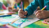 Children drawing and making crafts in kindergarten generative ai