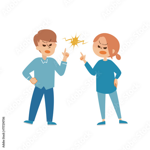 喧嘩をする夫婦　カップル　イラスト素材