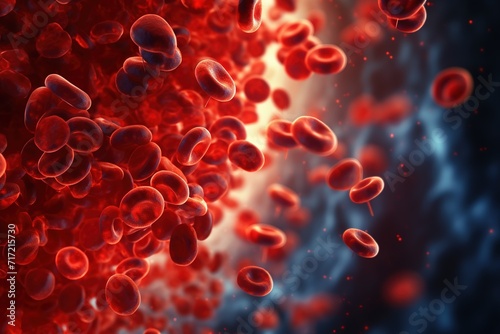 3d render of red blood cells flowing in vein, Hematology concept, Ai Generated