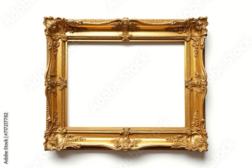 Ornate golden picture frame with intricate carvings and a baroque style.