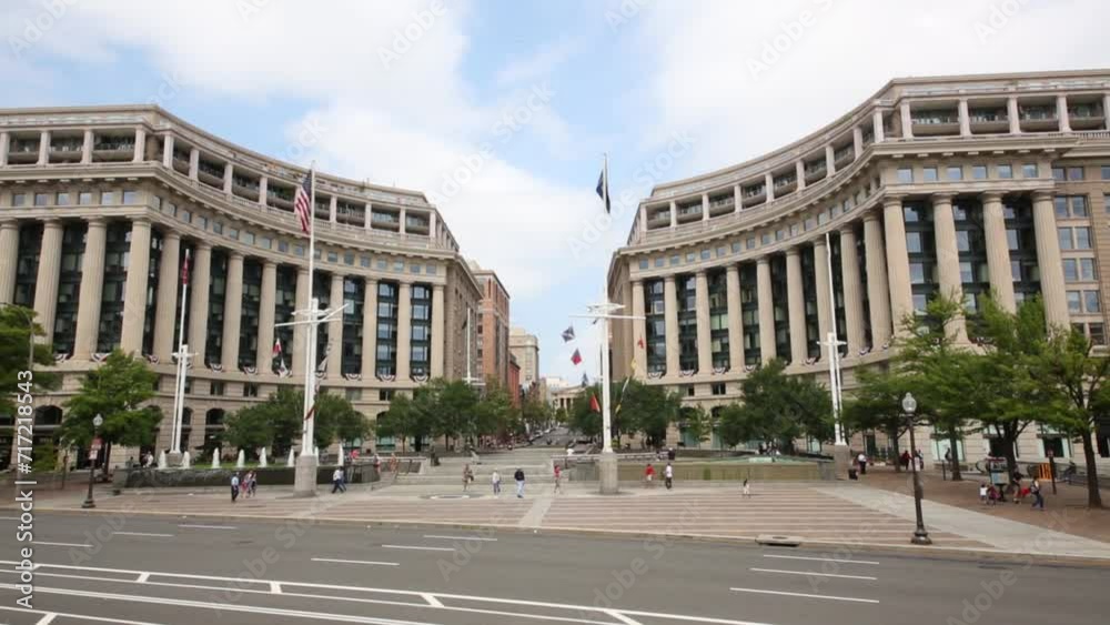 Cityscape with a building of National archives.