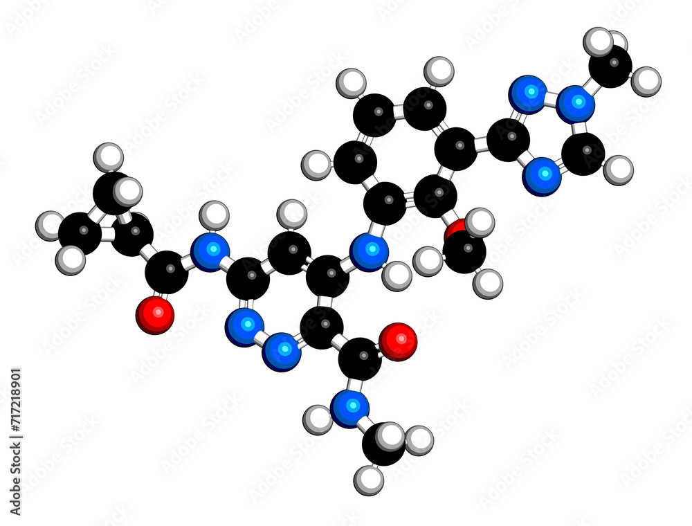Deucravacitinib drug molecule. 3D rendering. Deucravacitinib drug molecule. 3D rendering.