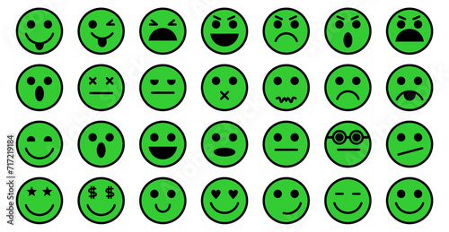 green easter eggs emoticon, Set Emoticon Vector Ilustrasi Stok