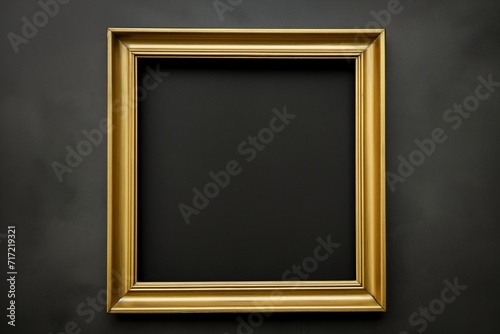 Simple yet elegant golden frame on a black wall, perfect for art or photo display.