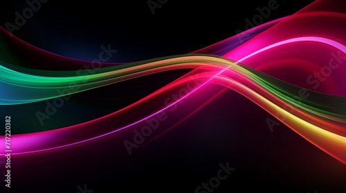 Bright neon pink and green light trails twisting background