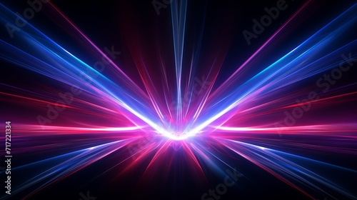 Luminous blue and pink neon beams forming glowing abstract © Georgii