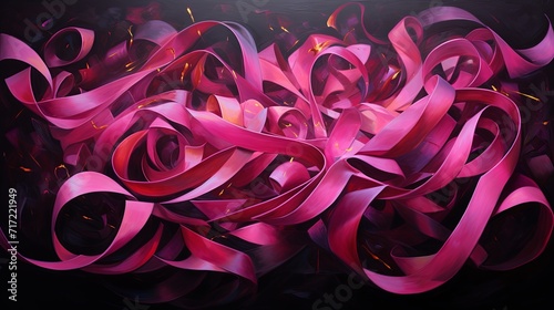 Pink and crimson ribbons dancing seamlessly together