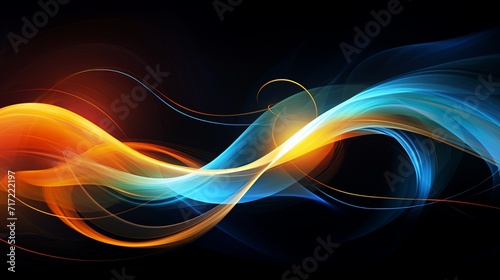 Radiant swirls of orange and blue light dancing together