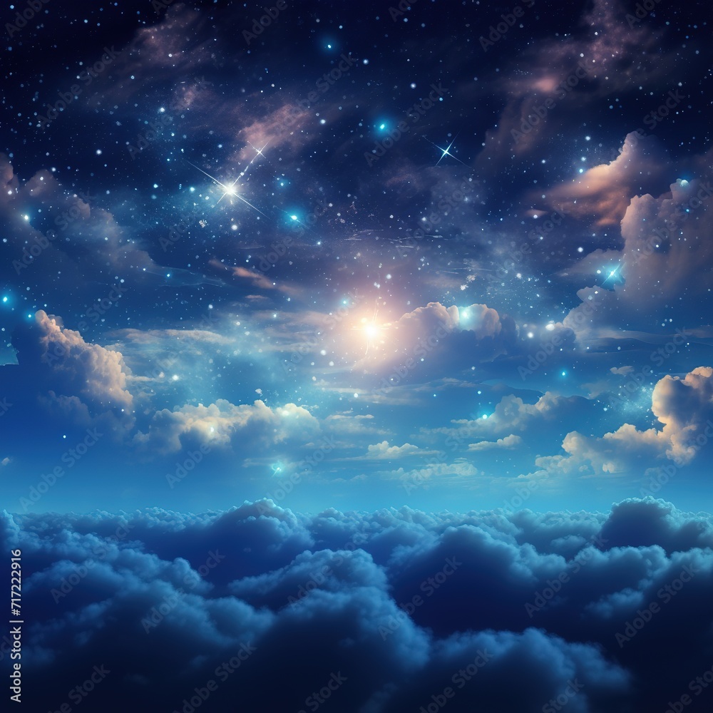Beautiful night sky with stars and clouds, Ai Generated