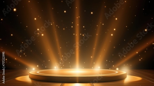 Podium with golden lights background. space for text