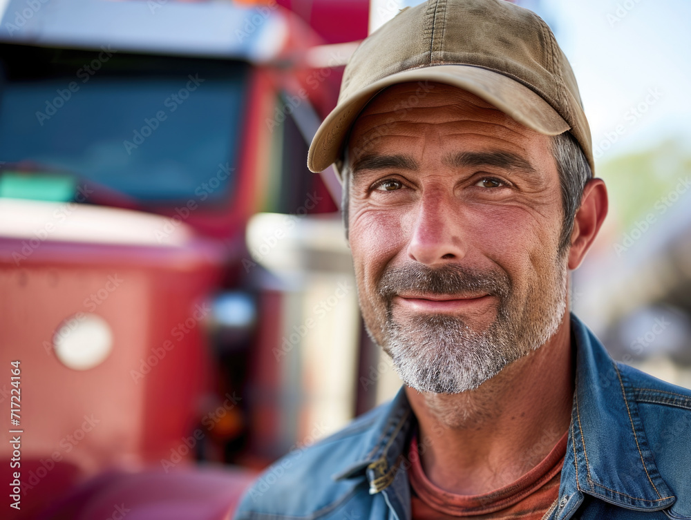 Confident Truck Driver by Truck Confident Truck Driver by Truck