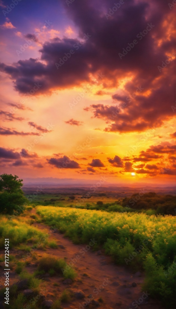 Fototapeta premium Nature colorful landscape dusk cloud