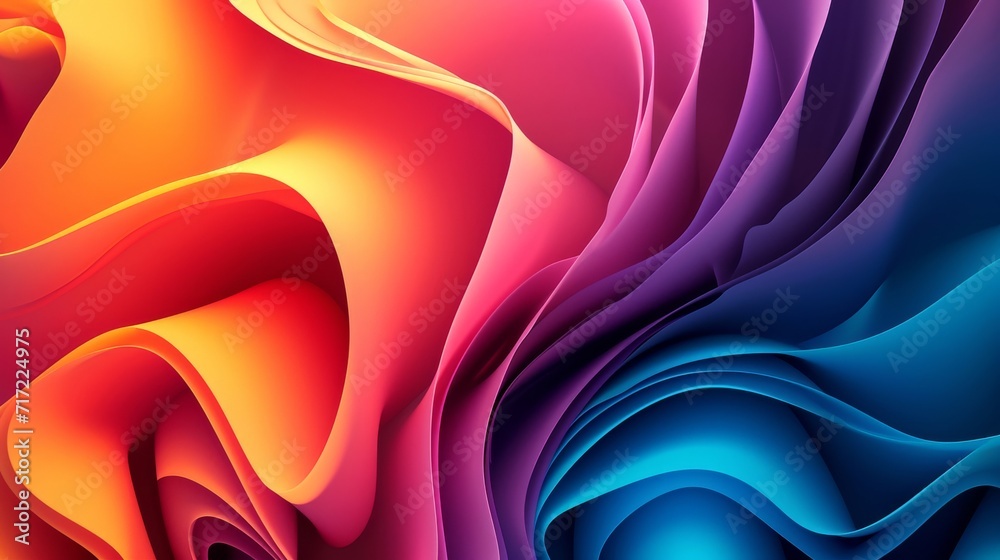 Obraz premium Abstract gradient neon light folds.