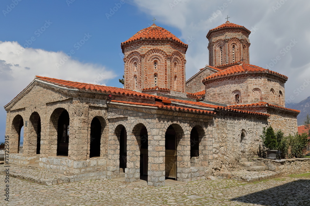 Multidomed Byzantine-style, XVI c.rebuilt Church of the Holy Archangels, Eastern Orthodox Monastery of Saint Naum core. Ohrid-North Macedonia-263
