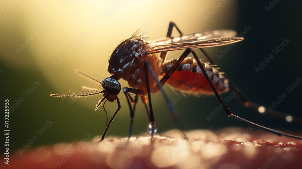 Close up mosquito bite skin on blurred background - obrazy, fototapety, plakaty 