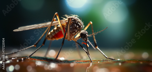 Close up mosquito bite skin on blurred background © Ritthichai