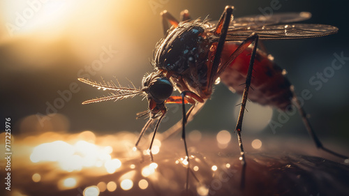 Close up mosquito bite skin on blurred background