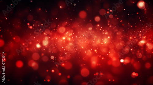 Abstract Bokeh with Red Glow Particles