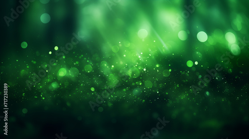 Enigmatic Emerald: Abstract Bokeh with Green Glow Particles