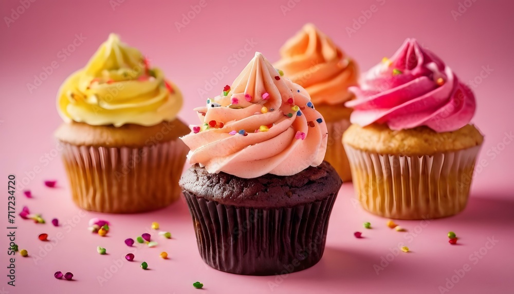 Close up cupcakes with glaze assortment