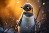 Junger Pinguin in goldenem Licht