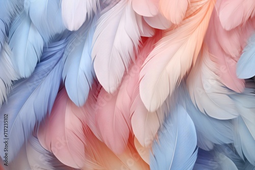 Pastel Feathers Background, pastel color feather abstract background texture, pastel feathers wallpaper, pastel bird feathers pattern, AI Generative © Forhadx5