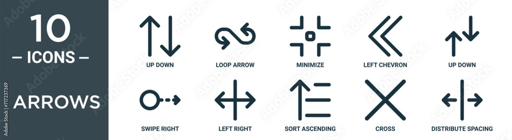 Vetor de arrows outline icon set includes thin line up down, loop arrow ...