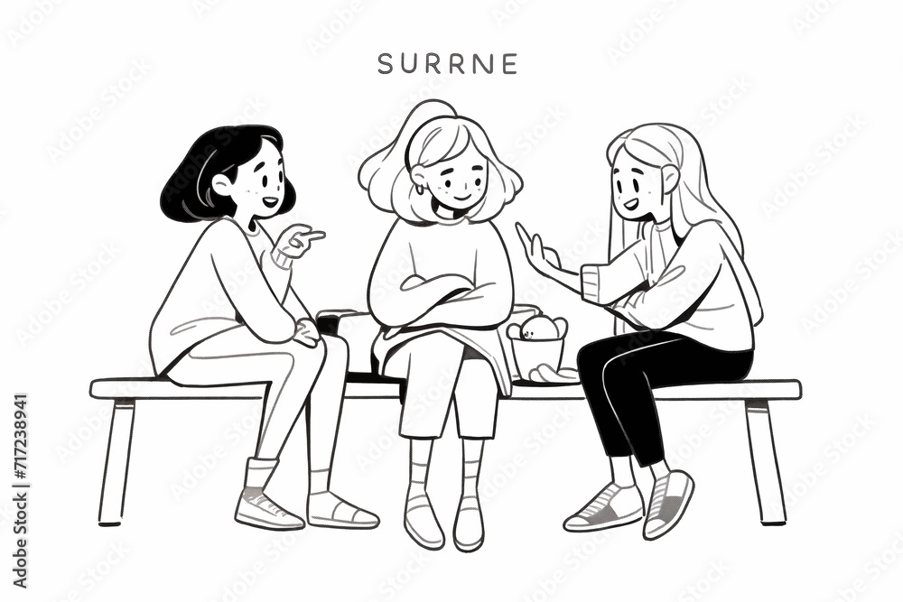 Illustration of friends having a fun conversation Illustration of friends having a fun conversation