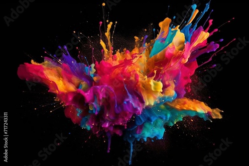 Vibrant abstract splatters on isolated background, inspiring multicolor creativity. Generative AI