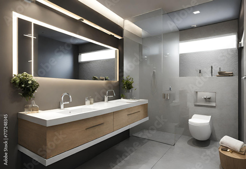 modern bathroom  sink  decoration elements  toilet.AI generated