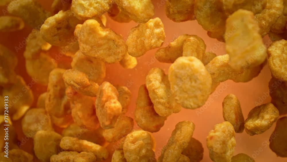 Super Slow Motion Shot of Flying Chicken Nuggets Towards Camera at 1000fps. Super Slow Motion Shot of Flying Chicken Nuggets Towards Camera at 1000fps.