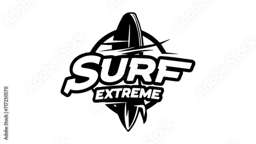 Surfboard with sigh label ai generated logo